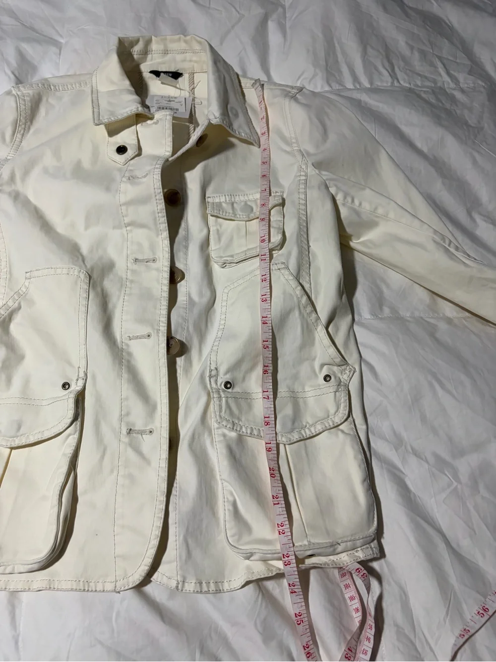 J. Crew Cream Utility Jacket with Patch Pockets